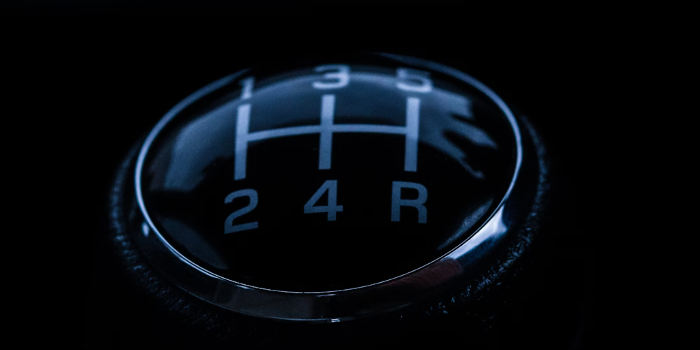 Close up of gear stick in the dark